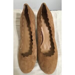 Crown Vintage Willow Size 8 M Suede 3 3/4" High Heel Shoes Scalloped Edge